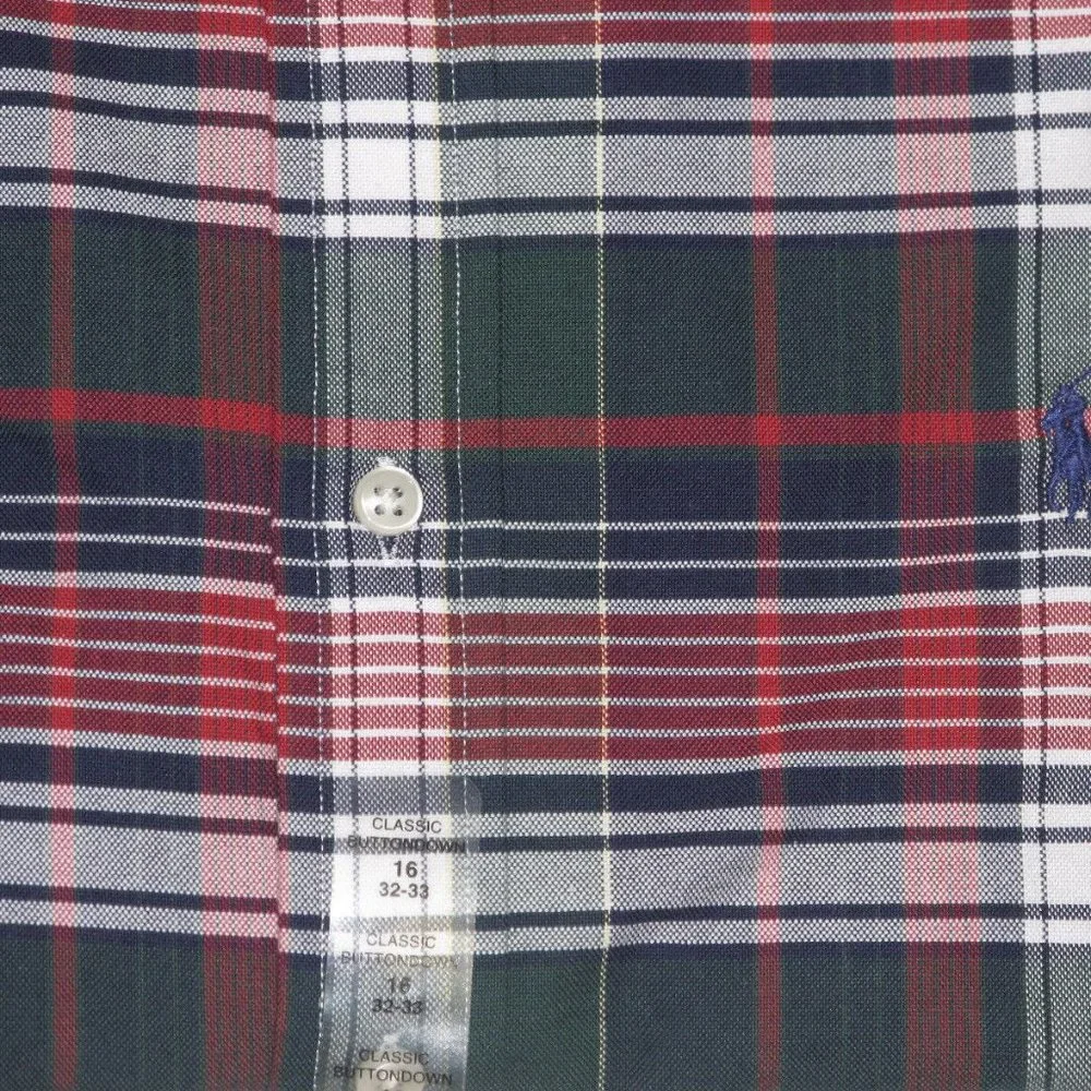 NEW Polo Ralph Lauren Long Sleeve Oxford Shirt! Red Green Blue Plaid Heavier